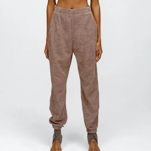Zara Terrycloth Jogger Pants Womens Large Tan Soft Lounge Sweatpants